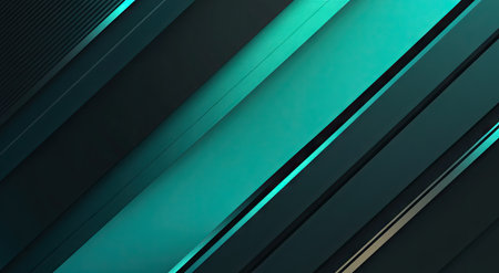 A sleek, modern background with teal and black gradients, featuring straight lines for a tech-inspired design. The color combination creates an elegant atmosphere suitable as a business card or presentation backdrop. Vector illustration. --ar 78:43 --v 6.1 Job ID: f81a0d50-fa32-47fa-9b73-774336cfa432の素材