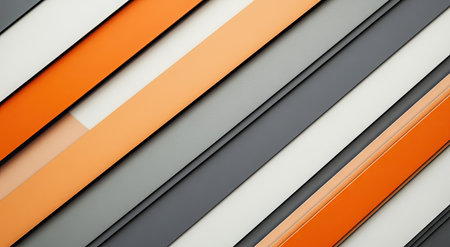 A modern background with diagonal lines in gray, orange, and white colors. The design is minimalist yet elegant, perfect for showcasing products or featuring text on the screen. It features a sleek color scheme that adds sophistication to your presentation. --ar 78:43 --v 6.1 Job ID: 27ffdca7-191e-432c-bb79-1363f673c7f3の素材