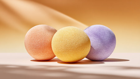 Three spheres of various pastel colorsの素材