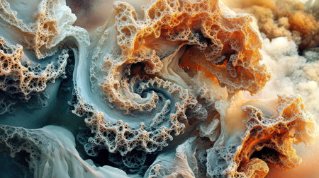 Abstract:** Craft a short story solely using vivid descriptions of shapes, colors, and textures; let the reader infer the narrative through these abstract elements --chaos 30 --ar 16:9 --v 6.1 Job ID: 46d5e1e3-ba22-4fa1-8559-4db3fb6b69ddの素材