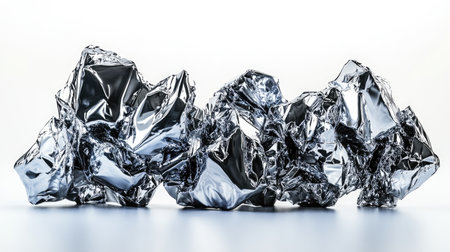 Compose a study of light refracting through the complex folds of a crumpled paper, resembling a crystallized, mineral formation against a white surface --chaos 30 --ar 16:9 --v 6.1 Job ID: 370adbec-9731-48c2-b86e-90f9b0b045afの素材