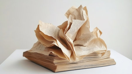Depict a singular, crumpled poem written in a different language, with its beauty and mystery on a white backdrop --chaos 30 --ar 16:9 --v 6.1 Job ID: 1ab5e813-6cbf-49f1-a095-68301c49c240の素材