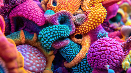 Render a close-up view of the microscopic world thriving inside the crumpled paper, presenting a vibrant ecosystem on a white display --chaos 30 --ar 16:9 --v 6.1 Job ID: 1f004355-ff76-4207-9fed-cf74fed07b4aの素材