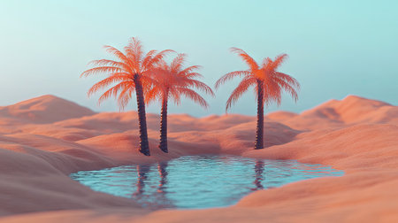 Design a scene of an arid desert oasis, with date palms providing shade over a small spring of water, showcasing life within the harsh environment --chaos 30 --ar 16:9 --v 6.1 Job ID: 31813c0f-701c-4f93-ae9a-130649afcb6fの素材