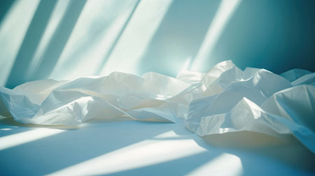 Depict the subtle, gradient shadows cast by the curves and creases of a crumpled paper, emphasizing the depth on a blank, white stage --chaos 30 --ar 16:9 --v 6.1 Job ID: 5b4b3563-9fc7-4fad-9a83-8d7eb48e55c5の素材