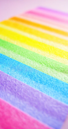 Softly textured fabric displays a diagonal spectrum of bright, vivid colors.の素材