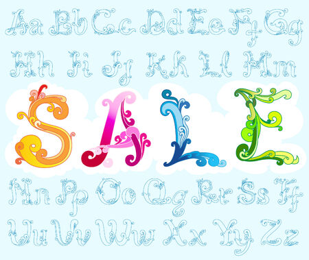 Stylish retro font, full alphabetsのイラスト素材