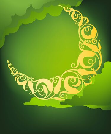 Vector illustration of islamic crescent moon art ideal for Eid and Ramadan greetings. eps10 formatのイラスト素材