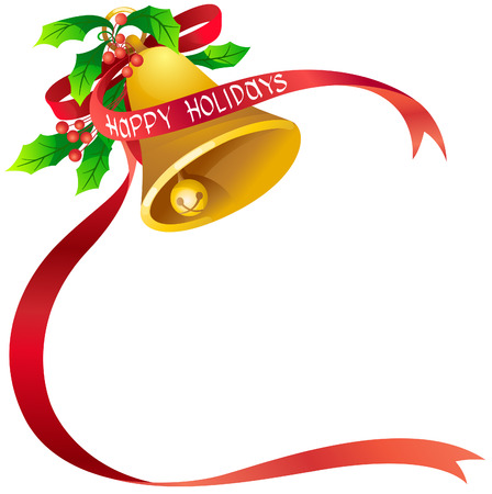 Vector illustration of christmas bell with poinsettia and red ribbon in EPS10 formatのイラスト素材