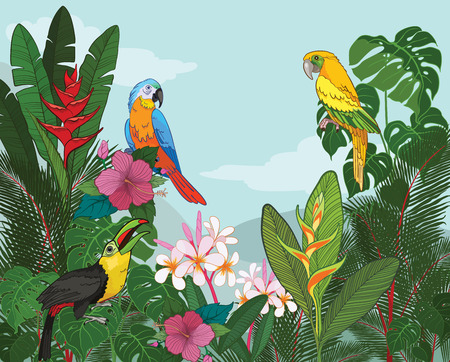 Tropical Paradise vector illustrationのイラスト素材