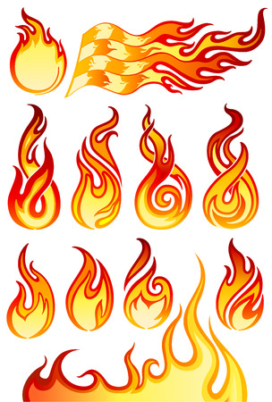 Fire flames icons collection in vector illustration (EPS10)のイラスト素材
