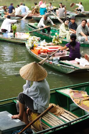 Tam Coc Natioanl Park, Karst formation in the water, Most spectacular scenery in Vietnamのeditorial素材