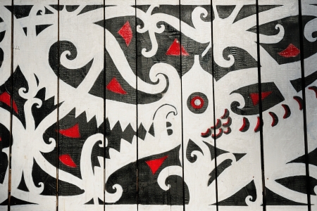 Traditional Dayak tribal culture. Detail Dayak house - longhouse in Long Bagun village. East Kalimantan, Indonesia, Borneo.のeditorial素材