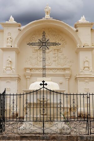 18 th-century colonial church on the main plaza in Yanque  Colca canyon area  のeditorial素材