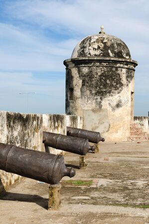 Cartagena - the colonial city in Colombia is a beautifllly set city, packed with historical monuments and architectural treasures  The picture present view on the colonial old town in Cartagena  のeditorial素材