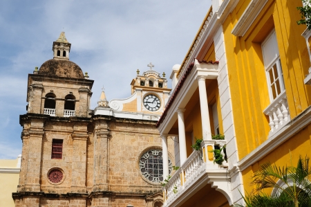 Cartagena - the colonial city in Colombia is a beautifllly set city, packed with historical monuments and architectural treasures  The picture present view on the colonial old town in Cartagenaのeditorial素材