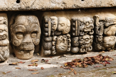 Honduras, Mayan city ruins in Copan  The picture presents detail of decorating walls of the templeのeditorial素材