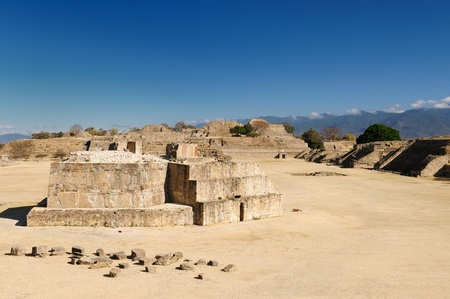 Mexico, Mayan city ruins in Monte Alban near Oaxaca city  The picture presents general view on the Gran Playa, Observatorioのeditorial素材