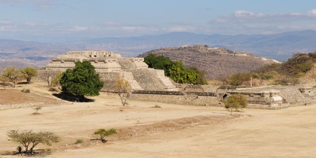 Mexico, Mayan city ruins in Monte Alban near Oaxaca city  The picture presents central square, building IVのeditorial素材