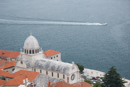 Tourist city by the Adratic sea - Croatia, Sibenikのeditorial素材