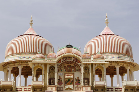 Facade of the richly decorated houses  haveli  of merchants from the Bikaner city of the Rajasthan state, Indiaのeditorial素材