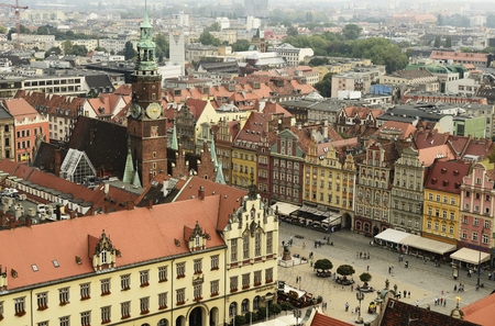 WROCLAW, POLAND - SEPTEMBER 14: General view on the marketplace of the old town in Wroc?aw on...