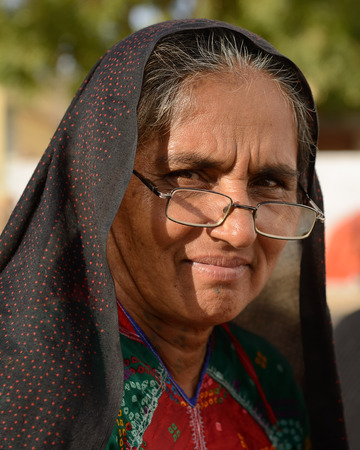 BHUJ, INDIA - JANUARY 13: Women sewing ethnic dresses living on the desert in the Gujarat state in India, Bhuj in January 13, 2015のeditorial素材