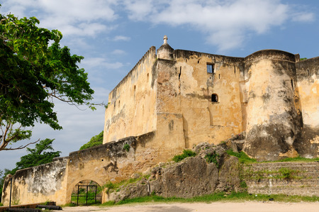 Defensive wall of Fort Jesus  built in the centre of Mombasa city in Kenyaのeditorial素材
