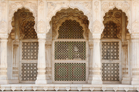 White marble memorial to Maharaja Jaswant Singh II on the hill near Jodphur city in India, Rajasthanのeditorial素材