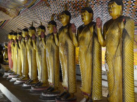 Inside of caves in ancient Buddhist complex in Dambulla cave temple. Sri Lanka. The photograph is presenting the statue of Buddhaのeditorial素材