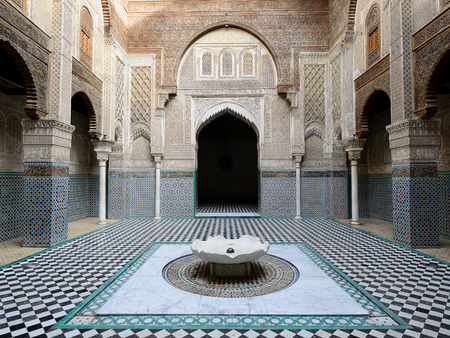 The interior of the Al-Qarawiyyin Mosque Fez in Morrocoのeditorial素材