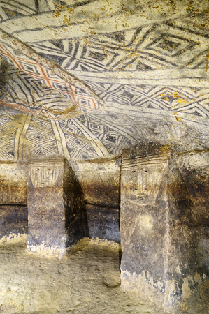 Colombia, National Archaeological Park of Tierradentro is one great pre Columbian attractions. There are burial caves painted with red, black and whte geometric patterns. Some are shallow, others up to 8m deepのeditorial素材