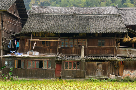 China, Zhaoxing - gorgeous Dong village is packed whit traditional wooden structures, several wind-and-rain bridges and remarkable drum towers, Guizhou provinceのeditorial素材