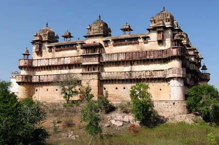 Jehangir Mahal (Orchha Fort) in Orchha, Madhya Pradesh, India.のeditorial素材