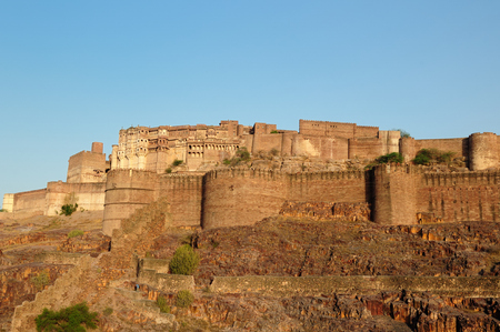 Majestic citadel of Mehrangarh on the hill near Jodphur city. Rajasthan, Indiaのeditorial素材