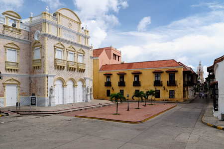 Cartagena - the colonial city in Colombia is a beautifllly set city, packed with historical monuments and architectural treasures. The picture present view on the Heredia theatreのeditorial素材