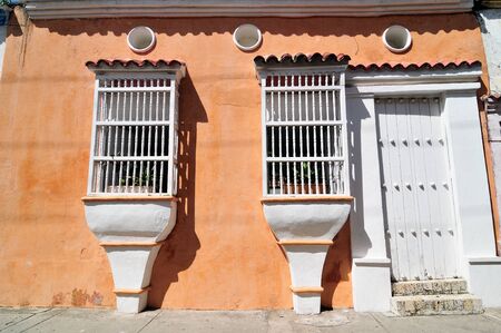The picture present view on the colonial street in Cartagenaのeditorial素材