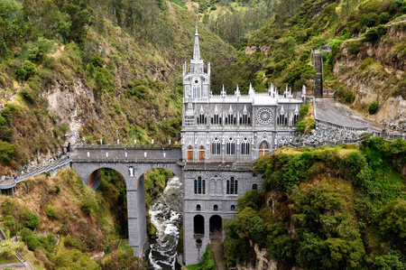 One of the most beautiful churches in the world. Sanctuary Las Lajas built in Colombia close to the Ecuador borderのeditorial素材