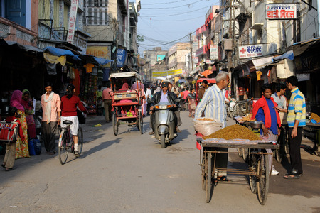 HARIDWAR, INDIA - 11 NOVEMBER 2009: The typical piston and the hubbub on the Indian street
