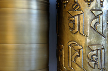 One of the most important churches for Tibet, Kalaczakra temples in Dharamsala, Buddhist prayer wheel, McLeod Ganj, Indiaのeditorial素材