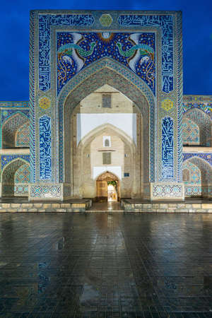Bukhara, Uzbekistan, Ancient monuments of Bukhara of architectural pearl on the Silk Route. Nadir Divan Begi Madrasahのeditorial素材
