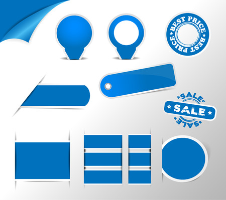 blue stickers, tags, labels collectionのイラスト素材