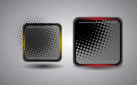 abstract square steel button with halftone effectのイラスト素材
