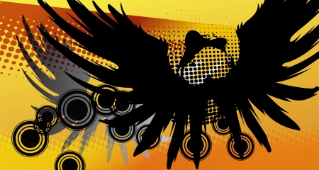 black wings on dotted colored backgroundのイラスト素材