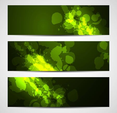 abstract dark green banners with splattersのイラスト素材