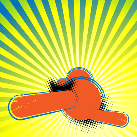 abstract retro colorful background with tags and raysのイラスト素材