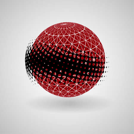 abstract vector sphere with triangles and halftone effectのイラスト素材