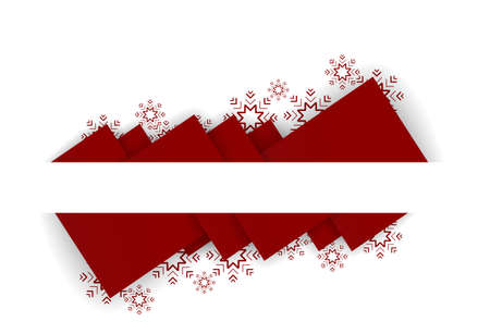abstract red triangles christmas background with snow flakesのイラスト素材