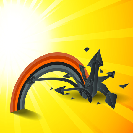 abstract background with arrows and rainbow のイラスト素材