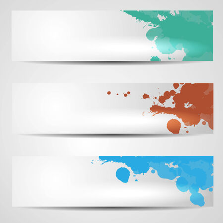 abstract white banners with colorful splattersのイラスト素材
